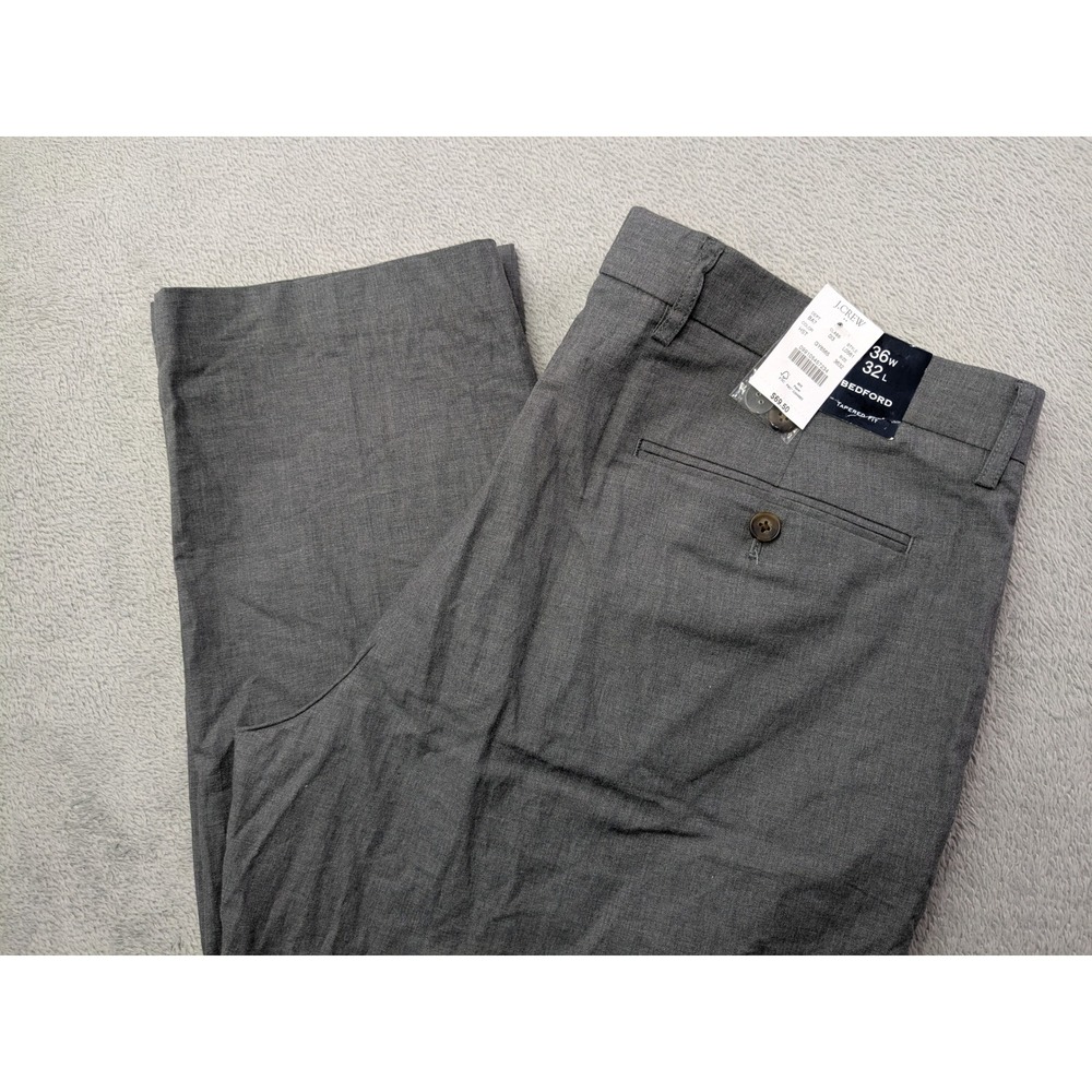 J Crew Bedford Tapered Fit Mens 36W 32L Dress Pants Grey Cotton